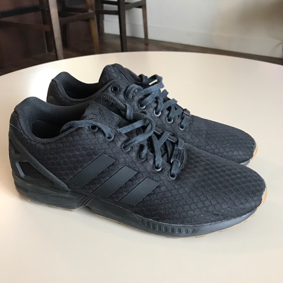 black adidas with tan bottom